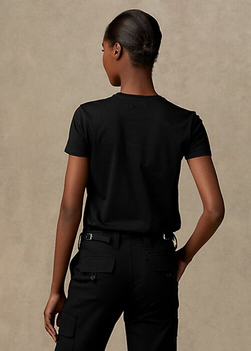 Černá dámská bavlněná trička Ralph Lauren Safari Polo Bear Černá dámská bavlněná trička Ralph Lauren Safari Polo Bear