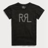 Černá dámská bavlněná trička s logem Ralph Lauren Černá dámská bavlněná trička s logem Ralph Lauren