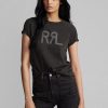 Černá dámská bavlněná trička s logem Ralph Lauren Černá dámská bavlněná trička s logem Ralph Lauren