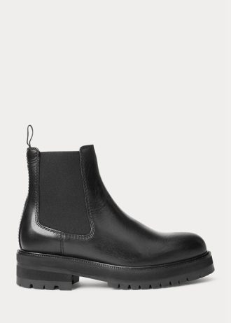 Černé dámské boty Chelsea Ralph Lauren Calfskin Lug