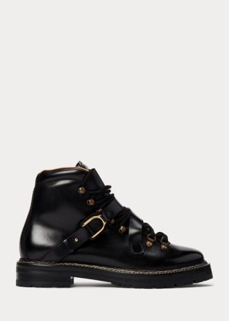 Černé dámské boty Ralph Lauren Dimicia Welington Burnishedie