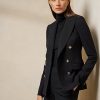 Černé dámské bundy Ralph Lauren Camden Wool-Blend