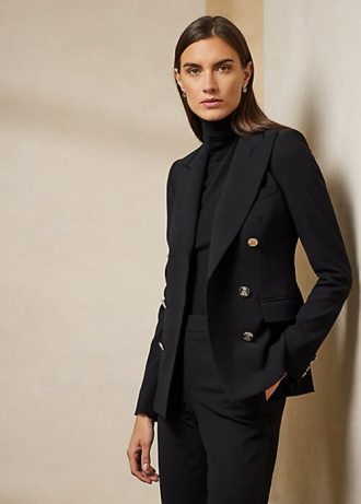 Černé dámské bundy Ralph Lauren Camden Wool-Blend