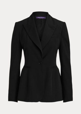 Černé dámské bundy Ralph Lauren Meritta Wool Barathea