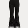 Černé dámské džíny Ralph Lauren Beaded Feather-Trim High-Rise Flare Černé dámské džíny Ralph Lauren Beaded Feather-Trim High-Rise Flare