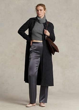 Černé dámské dvoulícní kabáty Ralph Lauren Pinstripe