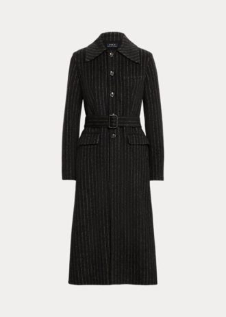 Černé dámské dvoulícní kabáty Ralph Lauren Pinstripe