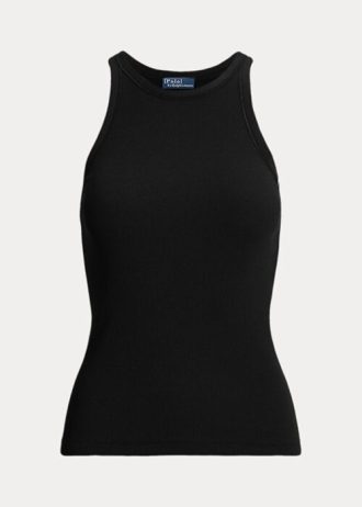 Černé dámské žebrované bavlněné tílka Ralph Lauren