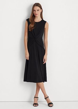 Černé dámské žerzejové šaty Ralph Lauren s předním zakřivením