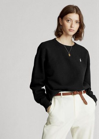 Černé dámské fleecové svetrové mikiny Ralph Lauren Černé dámské fleecové svetrové mikiny Ralph Lauren