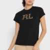 Černé dámské grafické topy Ralph Lauren s kulatým výstřihem