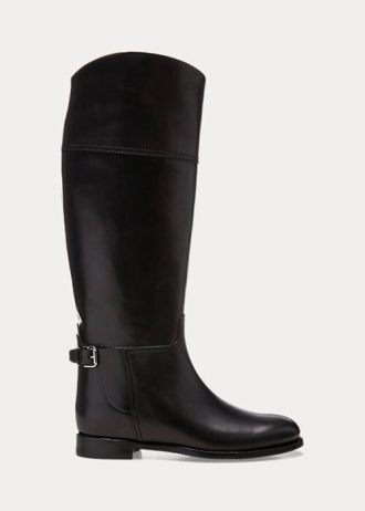 Černé dámské jezdecké boty Ralph Lauren Sallen z telecí kůže