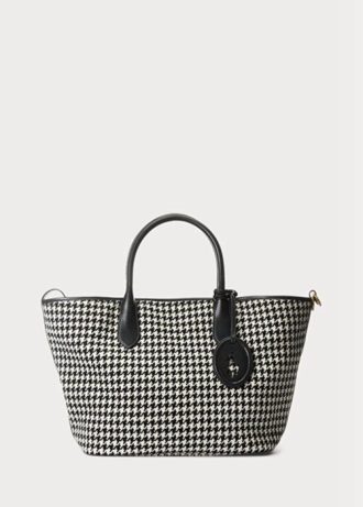 Černá dámská kabelka Ralph Lauren Houndstooth Medium Bellport