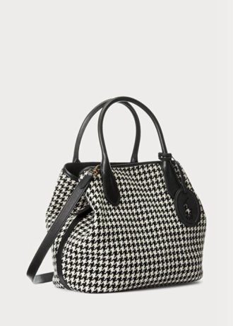 Černá dámská kabelka Ralph Lauren Houndstooth Medium Bellport