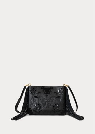 Černé dámské kabelky Ralph Lauren Leather Medium Elaina Crossbody