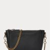 Černé dámské kabelky Ralph Lauren Leather Mini Sloane Crossbody