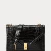 Černé dámské kabelky Ralph Lauren Polo ID Croc-embossed Envelope Chain Crossbody