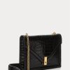 Černé dámské kabelky Ralph Lauren Polo ID Croc-embossed Envelope Chain Crossbody