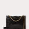 Černé dámské kabelky Ralph Lauren Polo ID Croc-embossed Envelope Chain Crossbody