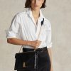 Černé dámské kabelky Ralph Lauren Polo ID Croc-embossed Envelope Chain Crossbody