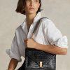 Černé dámské kabelky Ralph Lauren Polo ID Croc-embossed Envelope Chain Crossbody
