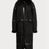 Černé dámské kabáty Ralph Lauren Lanthe Merino Shearling