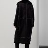 Černé dámské kabáty Ralph Lauren Lanthe Merino Shearling
