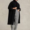 Černé dámské kabáty ze směsi vlny Ralph Lauren oversize rybí kosti