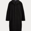 Černé dámské kabáty ze směsi vlny Ralph Lauren oversize rybí kosti