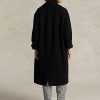 Černé dámské kabáty ze směsi vlny Ralph Lauren oversize rybí kosti