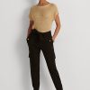 Černé dámské kalhoty Ralph Lauren Belted Ponte Cargo