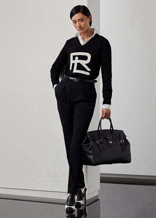 Černé dámské kalhoty Ralph Lauren Clancy Long Wool Gabardine Černé dámské kalhoty Ralph Lauren Clancy Long Wool Gabardine