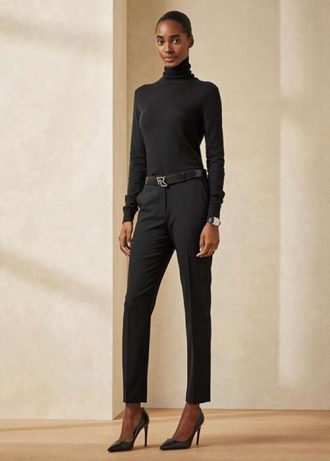 Černé dámské kalhoty Ralph Lauren Simone Virgin Wool