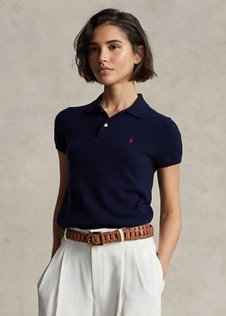 Černé dámské kašmírové polokošile Slim Fit Cashmere Ralph Lauren