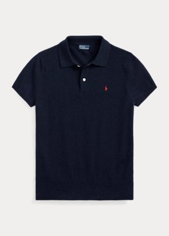 Černé dámské kašmírové polokošile Slim Fit Cashmere Ralph Lauren