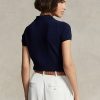 Černé dámské kašmírové polokošile Slim Fit Cashmere Ralph Lauren Černé dámské kašmírové polokošile Slim Fit Cashmere Ralph Lauren