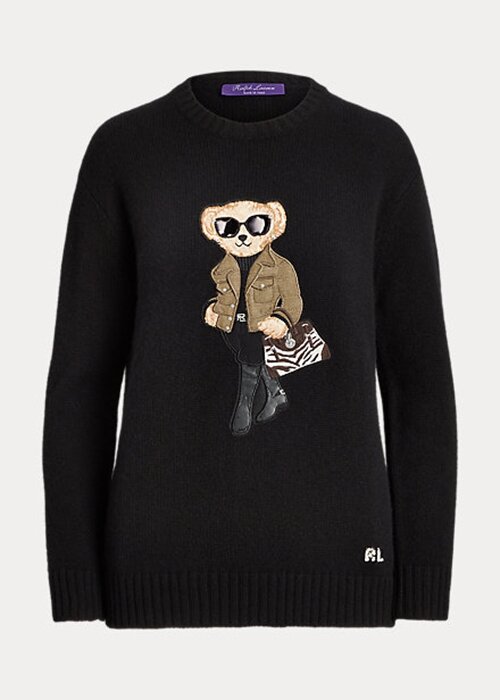 Černé dámské kašmírové svetry Ralph Lauren Utility Bear Černé dámské kašmírové svetry Ralph Lauren Utility Bear