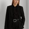 Černé dámské keprové blejzry ze směsi lnu Ralph Lauren Pinstripe