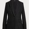 Černé dámské keprové blejzry ze směsi lnu Ralph Lauren Pinstripe