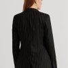 Černé dámské keprové blejzry ze směsi lnu Ralph Lauren Pinstripe