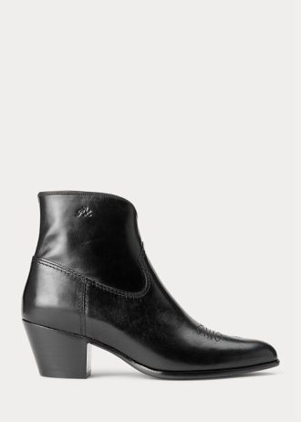 Černé dámské kožené boty Ralph Lauren Lucille