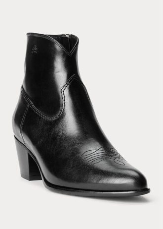 Černé dámské kožené boty Ralph Lauren Lucille
