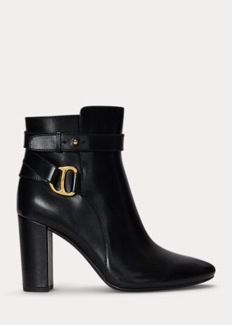 Černé dámské kožené boty Ralph Lauren Madelyn