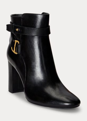 Černé dámské kožené boty Ralph Lauren Madelyn