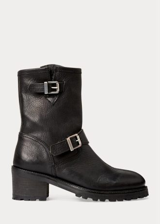 Černé dámské kožené boty Ralph Lauren Payge Vachetta