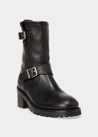 Černé dámské kožené boty Ralph Lauren Payge Vachetta