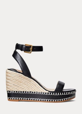 Černá dámská kožená espadrilka Ralph Lauren Hilarie