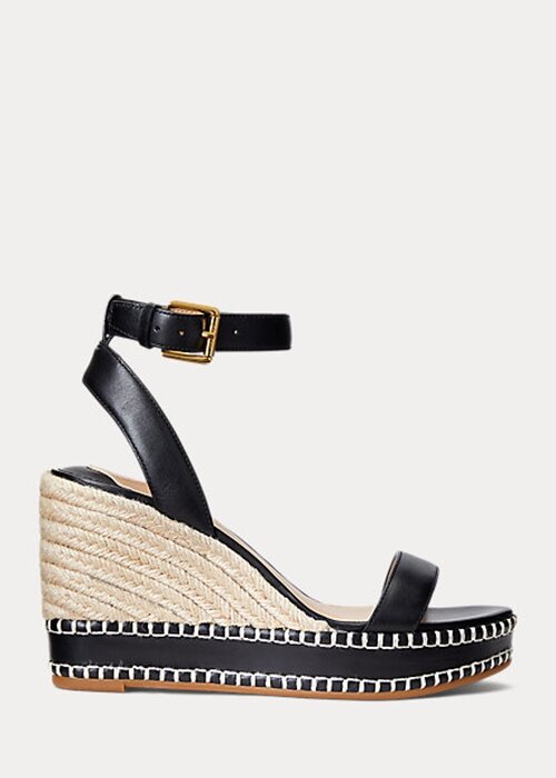 Černá dámská kožená espadrilka Ralph Lauren Hilarie Černá dámská kožená espadrilka Ralph Lauren Hilarie