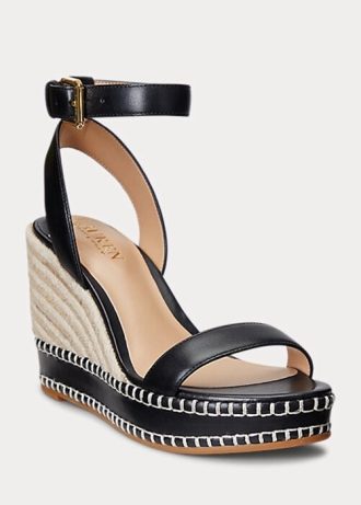 Černá dámská kožená espadrilka Ralph Lauren Hilarie