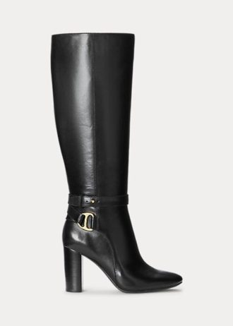 Černé dámské kožené jezdecké boty Ralph Lauren Makenna